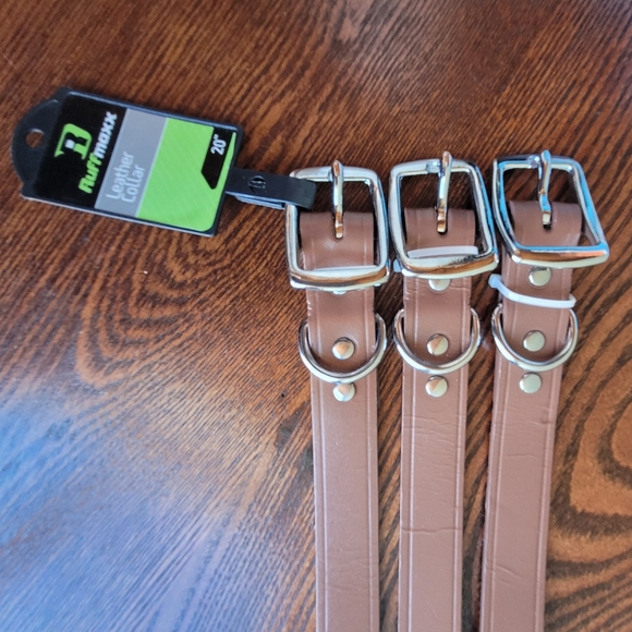 Lot of 3 Brown Leather Dog Collars Size 20 Unused - Picture 10 of 11